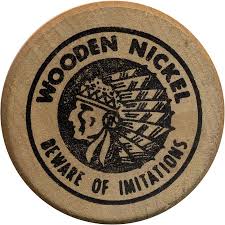 Standard Indian Head Obverse on Wooden Nickels